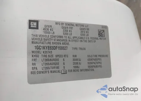 2013 Chevrolet Silverado 2500Hd Ltz from USA, damaged, VIN 1GC1KYE83DF168827